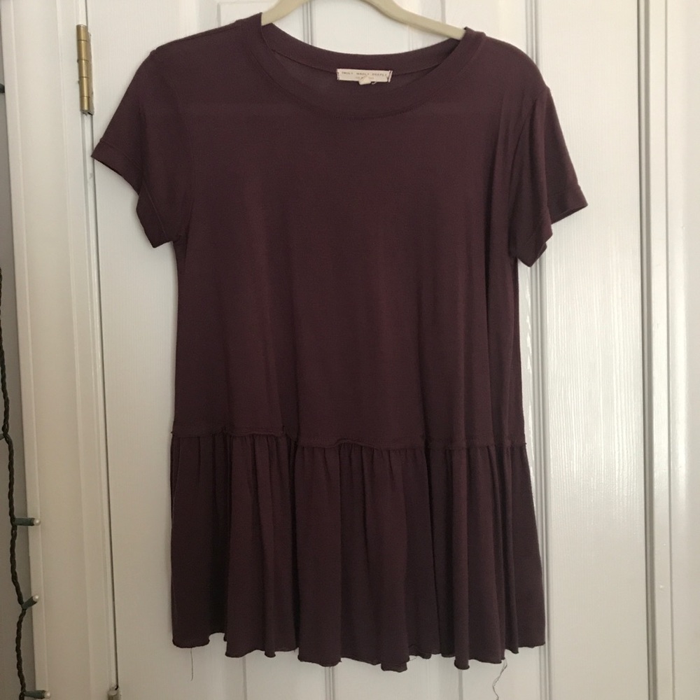 Urban Outfitters Maroon Peplum Tee